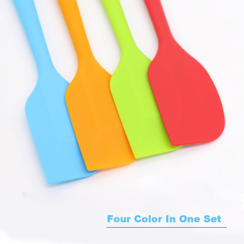 Silicone Spatula 4-Piece Set, Heat-Resistant Spatulas, Non-Stick Rubber Spatulas with Stainless Steel Core